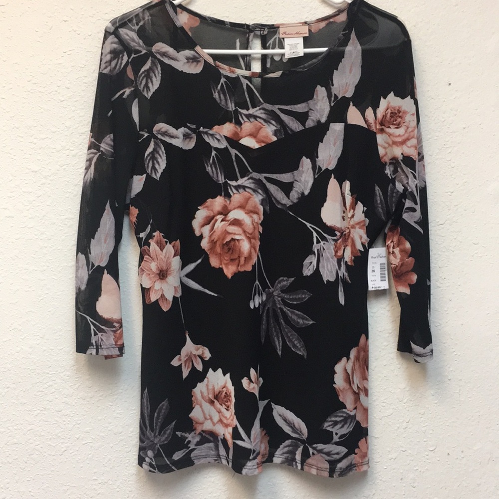 Black Floral Lace Top